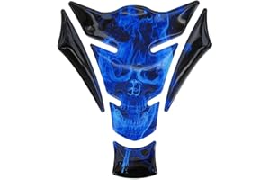 BIKE-label Tank Pad 3D Ghost Blue Skull Motif Flames Blue Universal for Motorcycle Tanks 500060VA