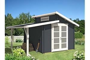 Alpholz Gartenhaus Aktiva mit Schleppdach aus Massiv-Holz | Gerätehaus mit 40 mm Wandstärke | Garten Holzhaus inklusive Montagematerial | Geräteschuppen Größe: 320 x 320 cm | Pultdach