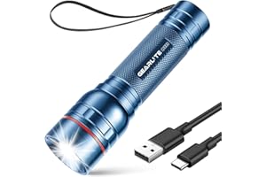 GEARLITE Lampe de poche LED rechargeable, 2000 lumens, 3 modes, zoomable, longue durée, étanche IP65, pour enfants, camping, pêche, urgence, extérieur - Bleu