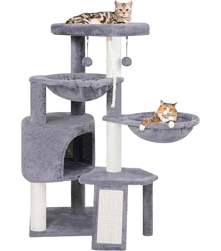 Arbre à Chat Heybly 92 Cm Avec 2 Niches, Grande Plateforme Et Poteau Sisal - Idéal Pour Chat D'intérieur