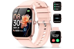 CASCHO Smartwatch Damen Herren, 1.85" HD Smart Watch, 115+ Modi, Fitness Tracker mit Bluetooth Telefonie, IP68 Wasserdicht Schrittzähler Uhr mit bis zu 30 Tage Standby für iOS und Android - Rosa Rose