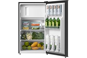 COMFEE' RCD80DK3(E) Frigorifero con Congelatore 80 Liter, Frigo Monoporta, Bassa Rumorosità 39db, Porta Reversibile, Compressore Inverter, Luce LED, Adatto per Casa, Ufficio, Camera, Nero