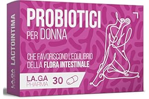 LA.GA Probiotici Donna per la Flora Batterica Vaginale, anche in caso di Candida. Alto Dosaggio di Probiotici Vaginali: Lactobacillus Reuteri, Rhamnosus gg, Crispatus e Saccharomyces Boulardii. 30 Capsule