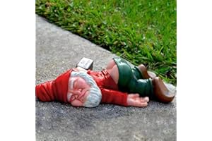 KONGNY Funny Drunk Dwarf Statue Resin Garden Gnome Decoration for Outdoor Patio Yard Lawn Park Miniature Creative Ornament Elf Crafts Naughty Figurine Collection Farmhouse Decor Gift (Red)