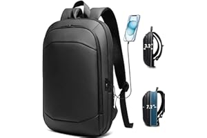 HEROIC KNIGHT Sac à Dos Ordinateur Portable 17 Pouces Léger et Extensible Antivol Imperméable Fonctionnel pour Homme Elegant pour Loisirs Affaire Scolaire avec Port USB 27L (Noir)