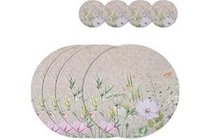 ‎CASAIDO Casaido Tischset Filz runde platzsets,4er Pischsets Filz,4er Filzuntersetzer,Platzdeckchen,Tischsets Platzsets Abwaschbar,Platzset Beige