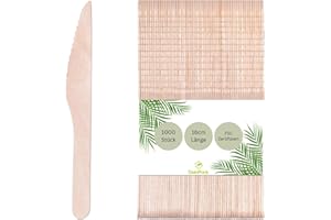 DeinPack Lot de 100 couteaux en bois de bouleau 16 cm biodégradables durables Couverts jetables Couverts en bois