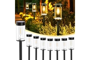 nipify Lumiere Solaire Exterieur Lot de 8, Lampe Solaire Exterieur Jardin avec Blanc Chaud, Étanche Eclairage Extérieur Sans Fil, Spot Solaire Extérieur Décoration Pour Chemins Pelouse Patio Allée
