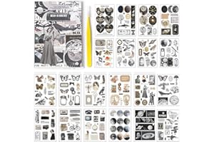 Alideco Scrapbook Stickers Sets Vintage Transparent Celestial Planet Moon Aesthetic Adults Scrapbooking Supplies Stickers for journaling tweezer 20Sheets/165Pcs