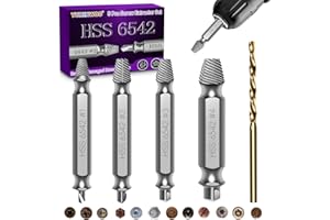 YURINWOO 5PCS Damaged Screw Extractor Set, Upgraded Model HSS 6542, Hardness is 63-65HRC, Screw Grab Screw Removal Tool, Adult Gifts for Men, General bit Set Double Ended for Damaged Broken Stripped Screws