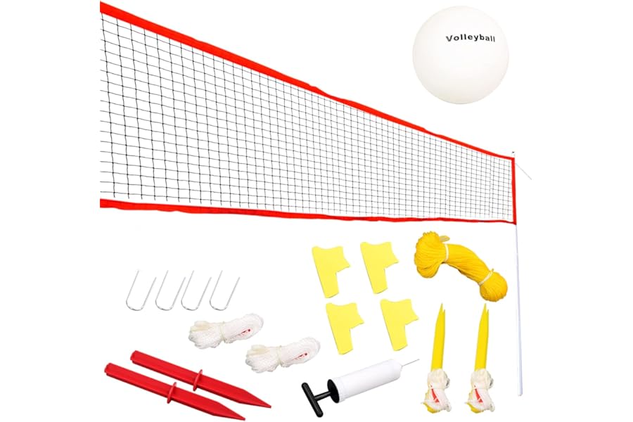 DRM Large 6M Adjustable Volleyball Net, Folding Tennis Net Set, Badminton Net Set -Easy Setup Nylon Sports Net with Free Carry Bag for Beach, Grass Park, Backyard