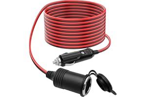 Hoembpn 4M Rallonge Prise Allume Cigare de Voiture 17AWG étanche avec Fusible 15A,12V/24V Câble d'Extension pour Allume Cigare Mâle-Femelle Adaptateur Chargeur pour Camion Moto Bateau Camping-Car