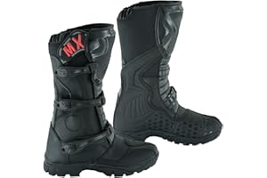 Speed MaxX Mens Black Leather Off - Road Motorbike/Motocross MX Sports Adventure Long Shoes/Boots