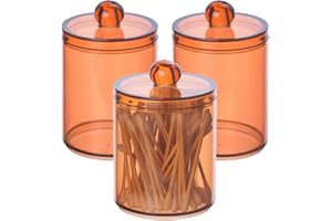 Marjoramy Scatola Cotone Con Coperchio,3 Pezzi Porta Cotton Fioc,Tampone Contenitore Cotton Trasparente,Rotonda Porta Dischetti Struccanti,Per Cosmetici Cotton Fioc E Dischetti Cotone