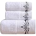 Sunshinejing Luxury Hotel Cotton 900 GSM 3PCS Bath Towels Sets;1 Bath Towel, 1 Hand Towel & 1 Washcloth (White)