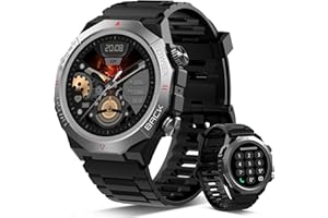 Atheewon Reloj Inteligente Hombre Mujer con Llamadas, Negro