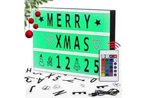JOYBOY Boîte Lumineuse,Boîte Lumineuse LED, Boîte Lumineuse Message,avec Changements de Couleur, 215 Lettres et Emojis, A4 Light Box pour Mariage, Anniversaire, KTV, Bar, Alimenté par USB et Batterie