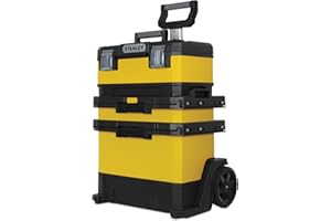 Stanley 1-95-621 Servante mobile en métal et Plastique 570 x 410 x 720mm - Attaches métallique Anti-Corrosion - Cantilever - Tiroir 10 cm Profondeur - Roues Grand Diamètre, Jaune