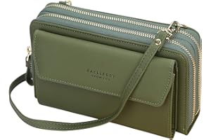 YIXUAN LLC Sacs Bandoulière Femme Pochette Téléphone Portable avec Porte Cartes et 2 Fermeture Eclair Portefeuille en Cuir PU avec Longue Réglables Bandoulière (Vert)