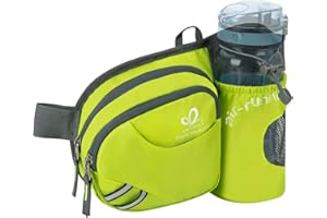 WATERFLY Torba biodrowa z uchwytem na butelkę, dla kobiet i mężczyzn, oddychająca, sportowa, do biegania, jazdy na rowerze, kempingu, wspinaczki, podróży, wędrówek, joggingu, treningu psów,