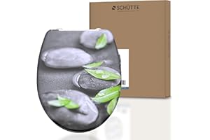 Schütte Siège de WC STONES avec abaissement automatique, couvercle de WC en duroplast avec motif et fermeture rapide pour le nettoyage(charge max. de la lunette 150 kg)