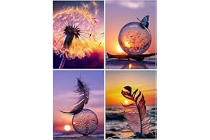 aupawdy 4 Pezzi Diamond Painting Kit Completo Kit per Diamond Painting 5d Kit Fai Da Te 5d Diamond Art per Adulti per la Decorazione Della Parete di Casa 30 x 40 cm