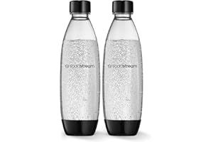 sodastream Botellas de agua delgadas reutilizables de 1 litro, aptas para lavavajillas, paquete de 2 para bebidas alcohólicas, terra, arte y fuente para sabores, 2 unidades de 1 litro,