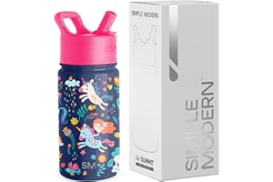 Simple Modern Kids Water Bottle with Straw | Insulated Stainless Steel Reusable Tumbler for Toddlers, Girls, Boys | Summit Collection | 415ml | Unicorn Rainbows
