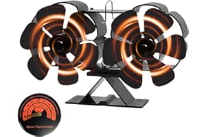 Newthinking Stove Fan Silent Operation, Double Heat Powered Log Burners Stove Fan with 10 Blades and Magnetic Thermometer for Wood Burner Firepalce