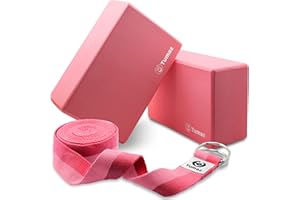 Tumaz Briques de Yoga lot 2 avec Sangle de Yoga de Qualité Supérieure [Poids léger, Antidérapante, Extra-Durable, Haute Densité] avec Livre électronique d'instructions pour Le Yoga et Le Pilates