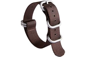 BINLUN Correa de Reloj de Nylon Military G10 Ballistic Nailon Bandas Multicolor para Hombres Mujeres 18mm 19mm 20mm 21mm 22mm 23mm 24mm con Hebilla de Acero Inoxidable Plateado/Negro