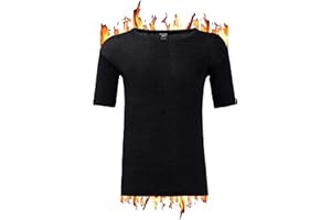 ZRWASKA® Mens Thermal Underwear Vests Long Sleeve Tops, Thermal T-Shirt Short Sleeve Warm Underlayer Winter Thermals Base Layer Clothing Men Vest Top Size S-XXL