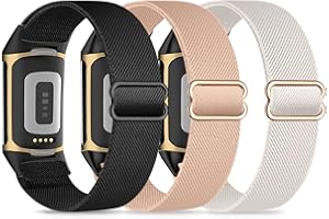 Wizvv 3 elastyczne bransoletki kompatybilne z Fitbit Charge 5/Fitbit Charge 6, dla kobiet i mężczyzn, oddychające, regulowane, nylonowe, do Fitbit Charge 5/Charge 6