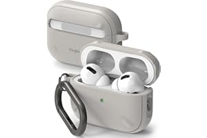 Ringke Onyx Compatible with AirPods Pro 2nd Generation (2022), Extreme Tough Silicone Type Shockproof TPU Non-Slip Texture Bumper Case with Keychain Carabiner for AirPods Pro 2 - Warm Gray