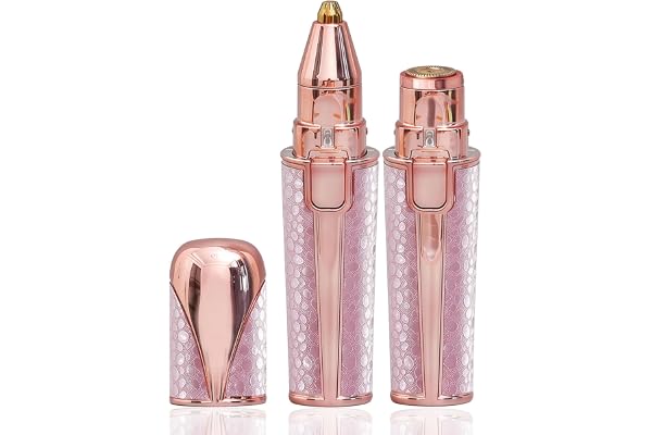 Facial Hair Removal Machine for Women, 2-in-1 Eyebrow Trimmer and Facial Hair Remover, Painless Rechargeable Hair Removal for Sensitive Face Skin, Pink