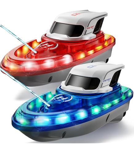 Meitianfacai Mini Bateau Télécommandé Bateau RC 2,4 GHz Rotation 360 Batterie Rechargeable Intégrée Lacs Piscine Jouets Bateaux Télécommandés pour Enfants 8-12 Ans Cadeau d'Anniversaire