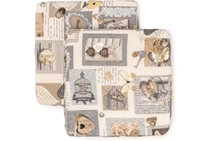 PARAMAISON Cuscini Coprisedia Shabby Chic Cuore, Set da 2 pezzi, Imbottito, con Fascia Elastica, Sfoderabile, 40x40 cm, Vari Colori