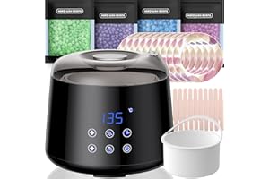 CITHOT Waxing Set LCD,2 Heizmodi Haarentfernung Wachswärmer 4 Wachsbohnen 20 Holzspateln,Reservierbare Heizzeit Wachs Haarentfernung Waxing zu Hause (Schwarz)