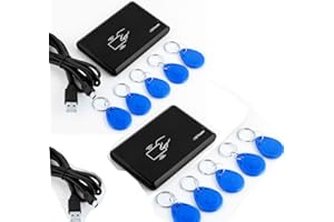 Neuftech 2X USB RFID Lector de Tarjeta de Identificación y 5pcs Llaveros Tarjetas EM4100 125KHz