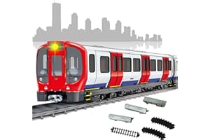 NPLSEO London Underground Electric Train Set for Kids, 17 PCS Battery Operated Playset with Tracks, Tunnel, Carriages, and Interactive Features, Educational Toy for Boys and Girls Ages 3+