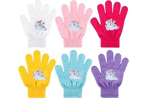 QKURT 6 par handskar för barn 5–12 år, vinter varma magiska handskar, färgglada helfingerhandskar för flickor, mjuka termiska vantar för promenader och cykling, Flerfärgad, 16 cm(6.3 inch)