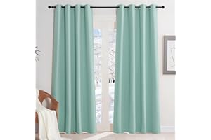 KGORGE Termiczna ochrona przed zimnem na drzwi, do wewnątrz, nieprzejrzyste zasłony na przelotkach, do pokoju dziecięcego, zielone, nieprzejrzyste, do sypialni, zestaw 2 sztuk, 220 x 140 cm (wys. x