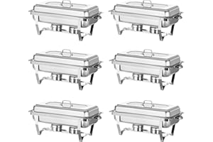 Jacgood Chafing Dish Profi Set Toulouse, Edelstahl Warmhaltebehälter, Speisewärmer, Rechaud, Chafing Dishes für Catering, Buffet und Party (6 Packung)