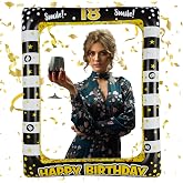 ZYKORT Photobooth 40 Ans – Cadre Gonflable Noir & Or + 53 Accessoires Selfie, Animation Fun Anniversaire 40 Ans