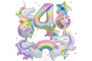 FEYG Pastel Balloons 4th Birthday decor for Girls, 4th Party decor Balloons, Number 4th Birthday Balloons with Foil Balloons for Birthday, Girl Theme Party Supplies
