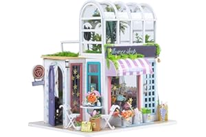 GREENSEN DIY Miniature House Kit, 1:24 Scale Dolls House, DIY Flower Shop Model Wooden Creativity Assembly Gardening Mold for Women Girls Gift Birthday Christmas Valentine