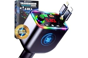 Super Pack UTENSILIFY® 2 En 1 Transmisor FM Bluetooth Coche + Doble Cargador Ultra RÁPIDO | Bluetooth Coche Manos Libres | Cargador Coche Carga Rapida|Accesorios Coche