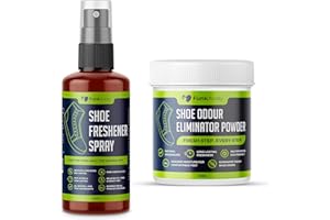 FUNKAWAY Shoe Deodorizer Spray & Foot Powder Bundle (200ml + 100g) | Odor Eliminating Shoe Spray & Antibacterial Shoe Smell Remover | Antifungal Foot Powder | Shoe Spray Odor Control & Antifungal Foot Powder