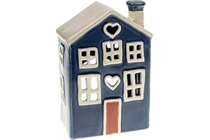 Village Pottery Navy Blue Heart Tealight Holder