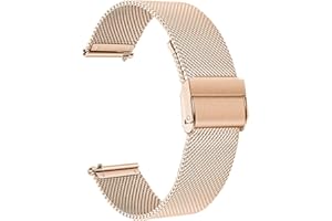 Aliwisdom Universel Bracelet Montre connectée 18mm 20mm 22mm Watch Strap, Smartwatch Bracelet Universelle Métal Acier Inoxydable Maille Bracelets de Rechange de à libération Rapide (22 mm, Or Rose)